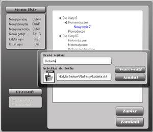 Lista testw - dodajemy plik z testem